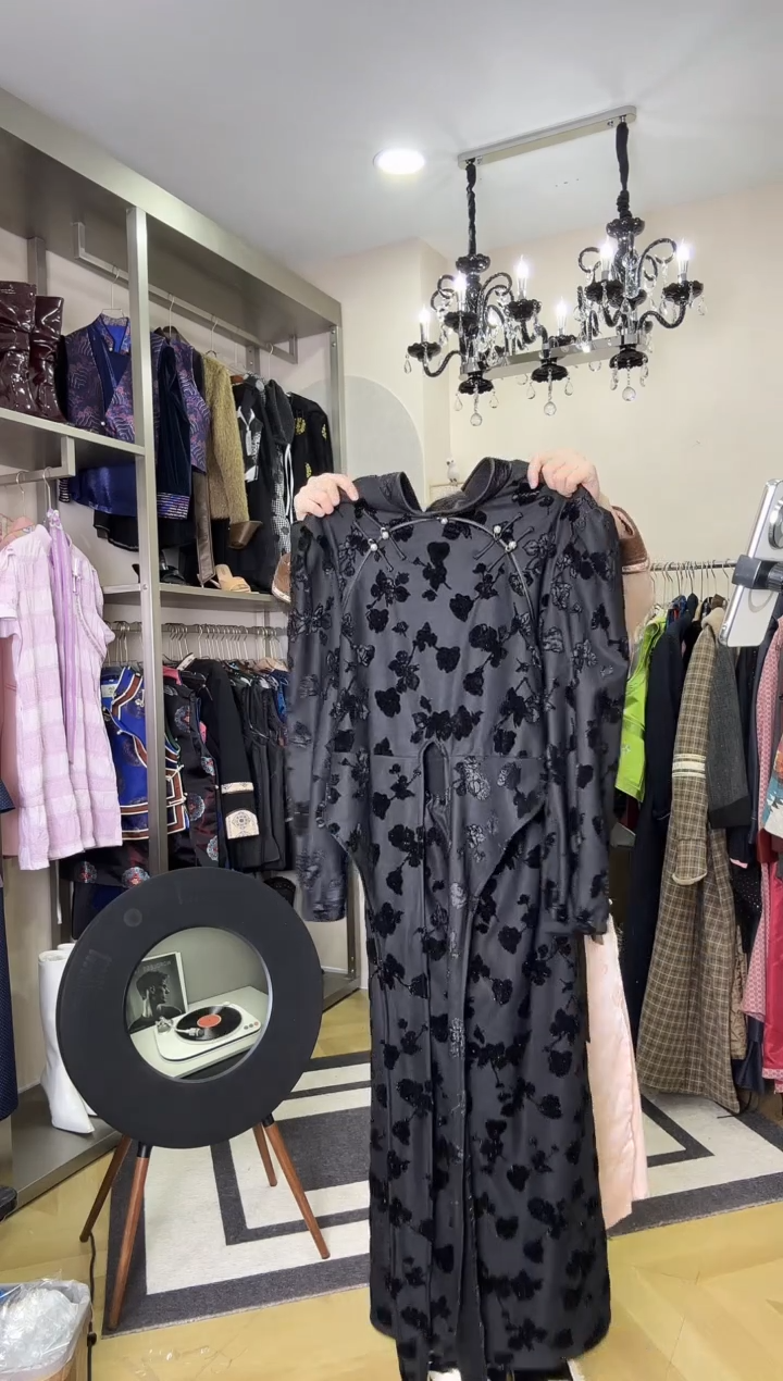 斜肩款【希贵蒙古袍】8号黑色长款蒙古袍 135-140以内去穿