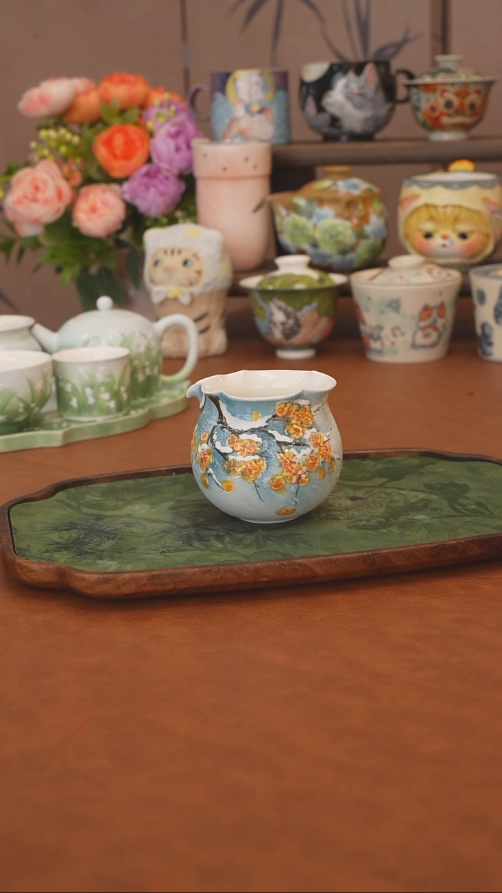 是泥吖 蓝腊梅雪景公道杯