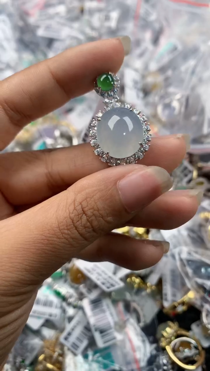 银S925镶嵌戒指翡翠333     1