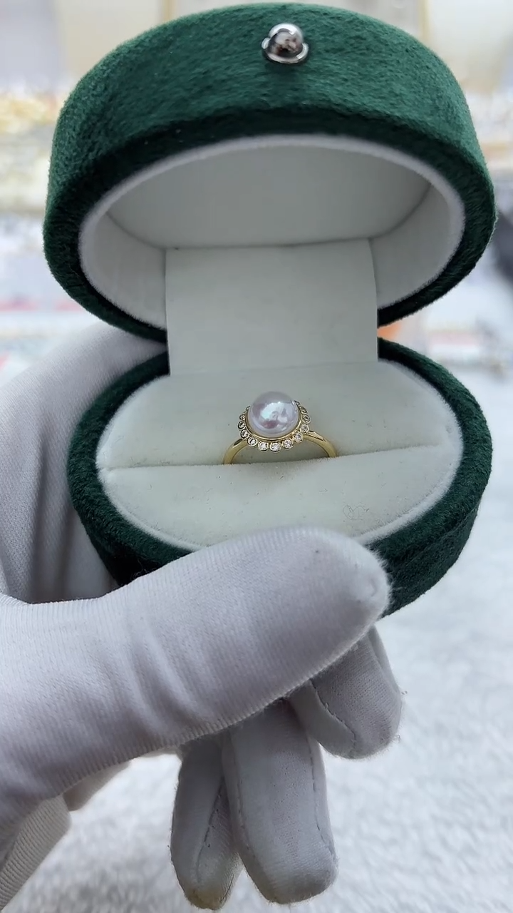 【闪购商品】淡水珍珠戒指银S925镶嵌7-8mm