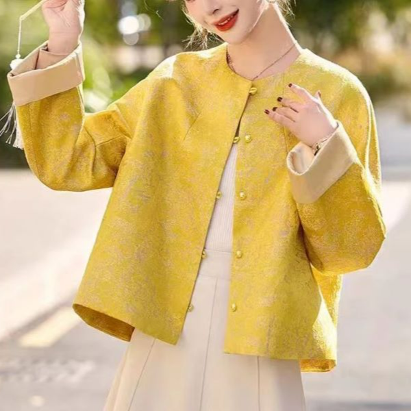 春日颂歌新中式提花减龄时尚复古中国风春季新款外套2025A823开心