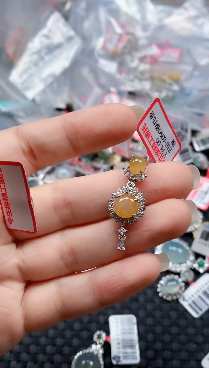 银S925镶嵌戒指翡翠天然A货缅甸翡翠