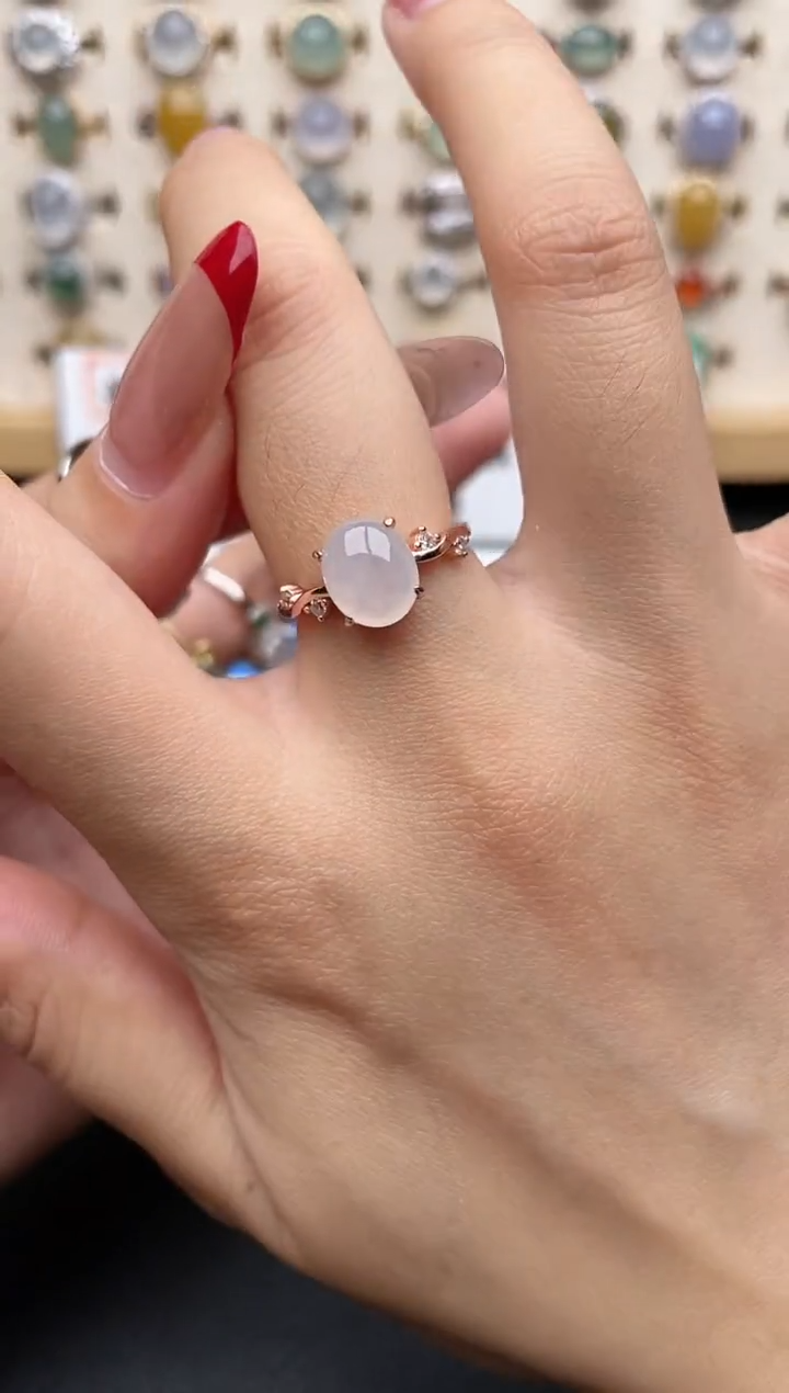 【闪购商品】翡翠戒指银S925镶嵌一物一证一礼盒