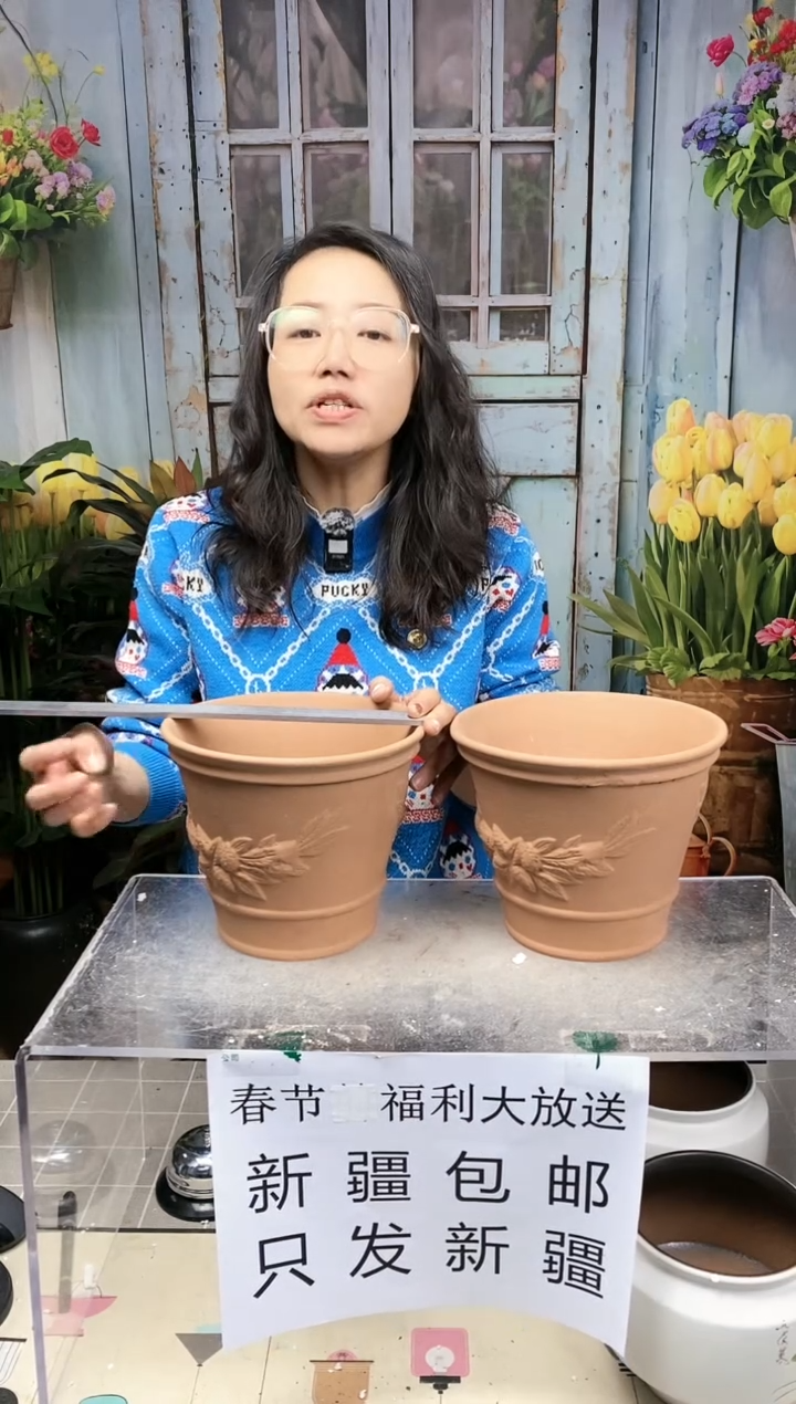 【闪购商品】红陶敞口红陶盆两个装