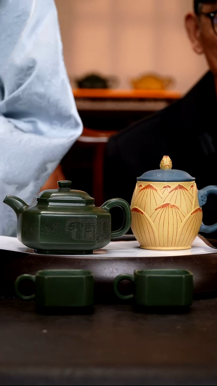茶壶紫砂GHR67 景舟八方套组  景舟绿泥   360cc