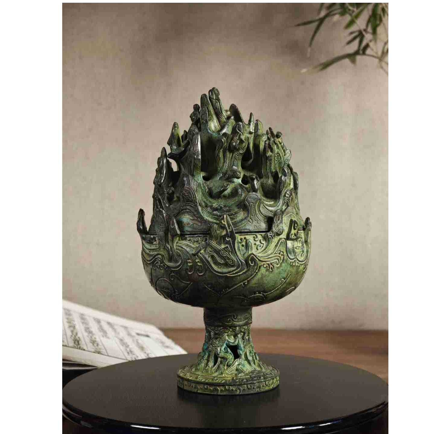 国风遗韵·汉错金银博山炉青铜器仿古·家居国风茶室香炉摆件小号