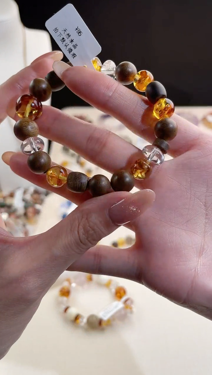 手串琥珀（花珀）未镶嵌迟***婆天然多宝花珀手串