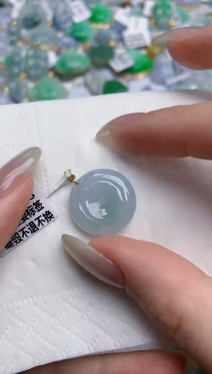 【闪购商品】翡翠颈饰18K金镶嵌天然缅甸翡翠A货