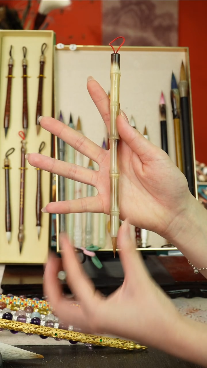 38号闪孤品高货毛笔链接 清水试笔 蘸墨不退