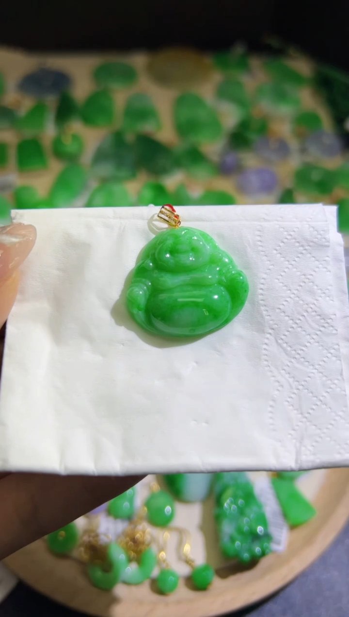 【闪购商品】翡翠颈饰18K金镶嵌Q缅料A货翡翠/支持复检/一件