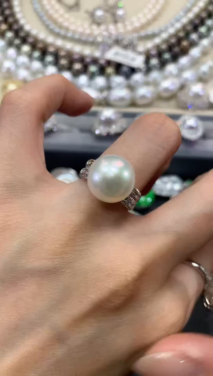 【闪购商品】海水珍珠戒指18K金镶嵌w127        