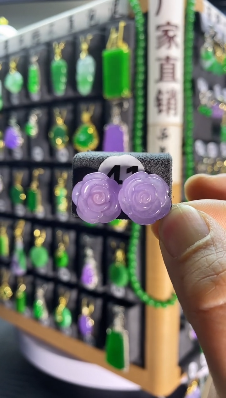【闪购商品】翡翠耳饰银S925镶嵌41    