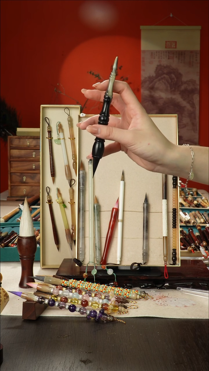 103号闪孤品高货毛笔链接 清水试笔 蘸墨不退