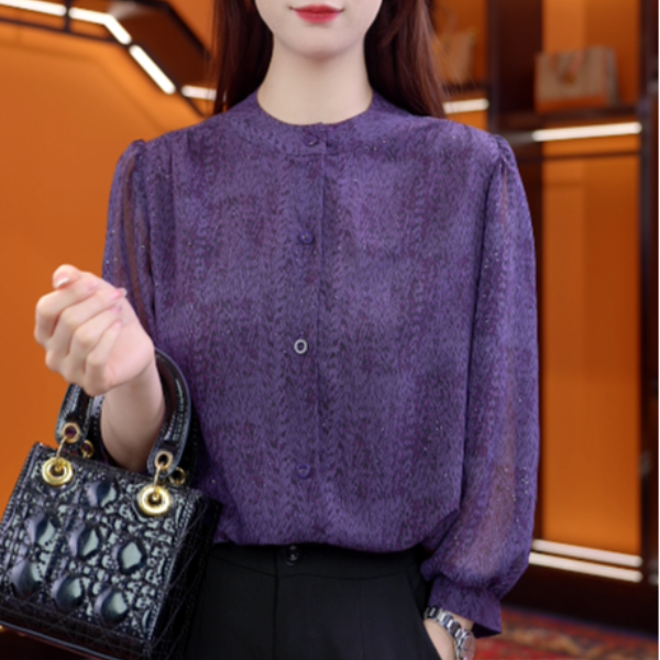 星空紫雨-2025新款气质优雅衬衫时尚减龄洋气女士上衣-梦梦