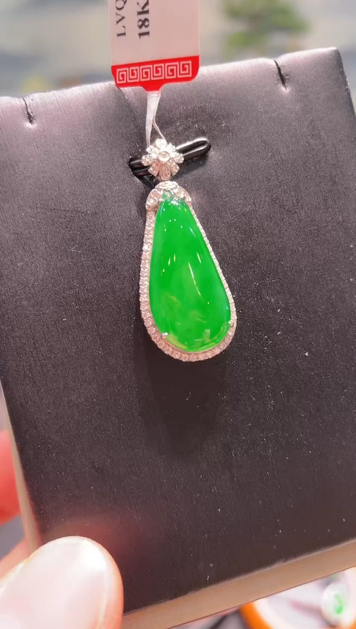 【闪购商品】翡翠颈饰18K金镶嵌A52天然A货翡翠