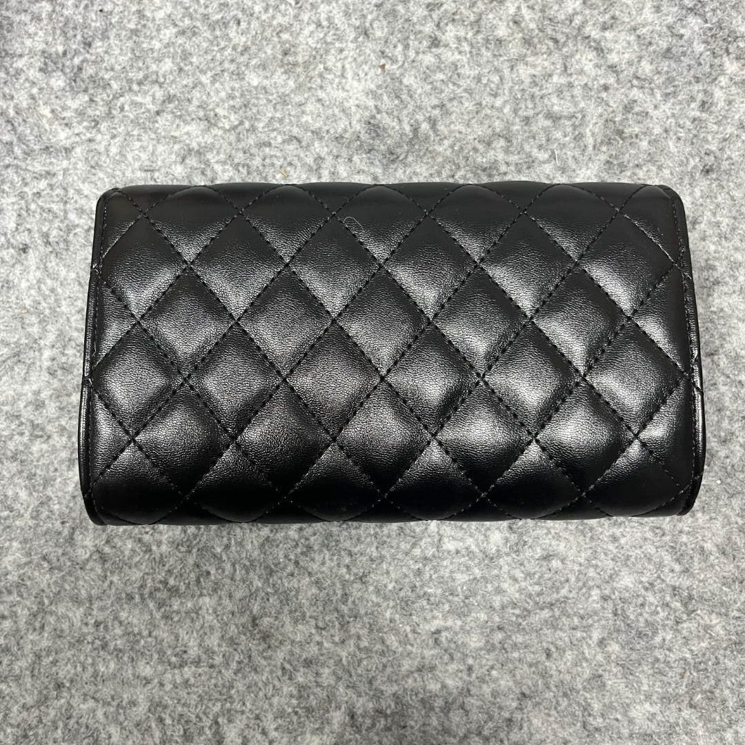 TOLEX2025新款手工时尚百搭菱格女亮钱包黑色19.5cm