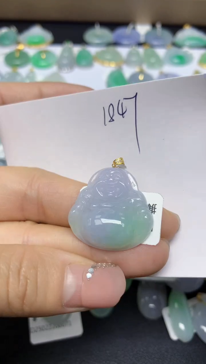 【闪购商品】翡翠挂件18K金镶嵌 天然翡翠A货