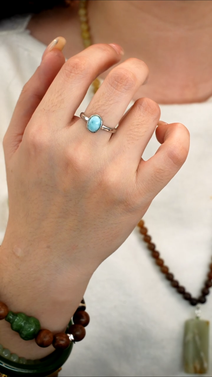 未镶嵌针钠钙石（海纹石）戒指302孤品（no退no换）发货一个