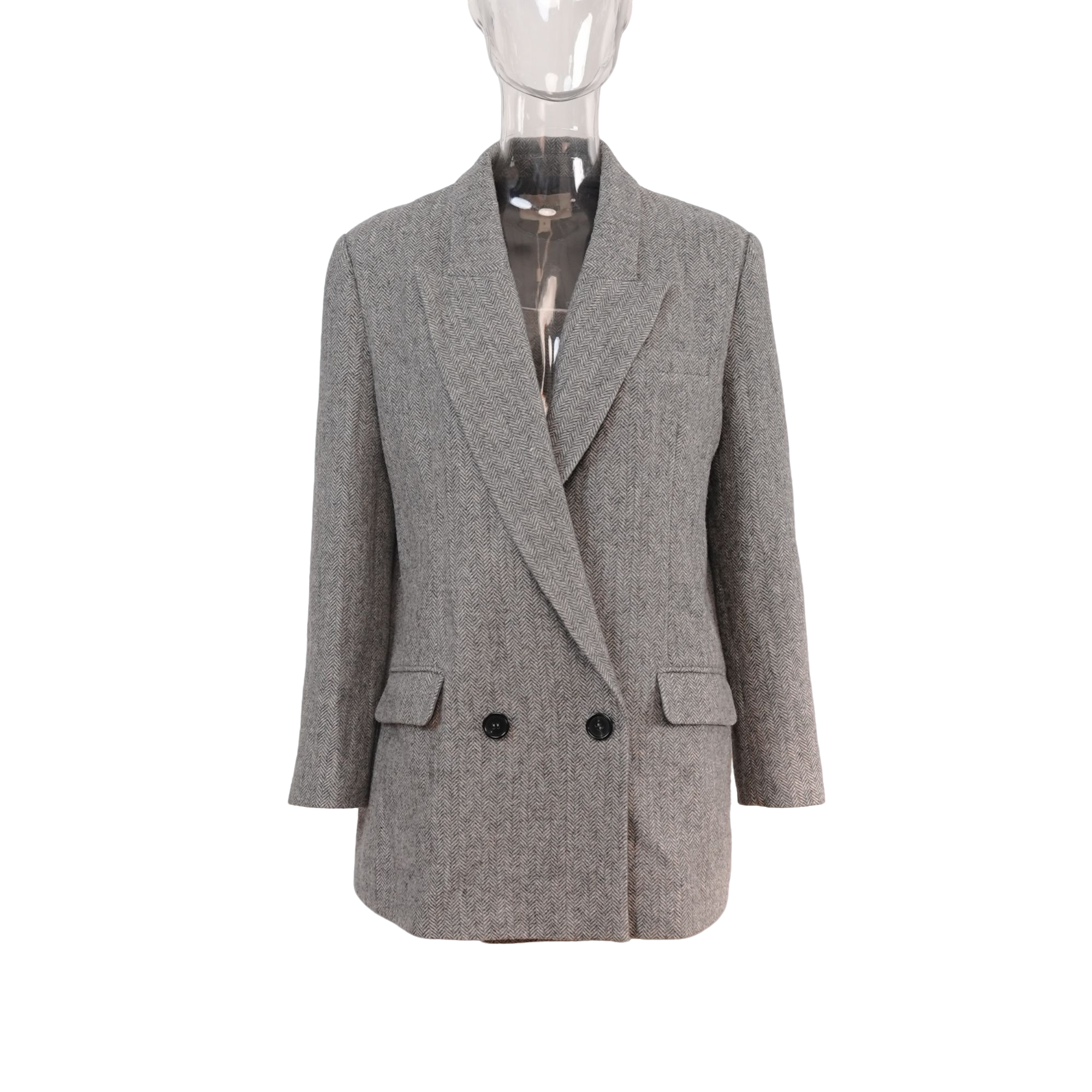 MSDJW1117测款 九分袖宽松型合身格雷系西装女士上衣灰色修身