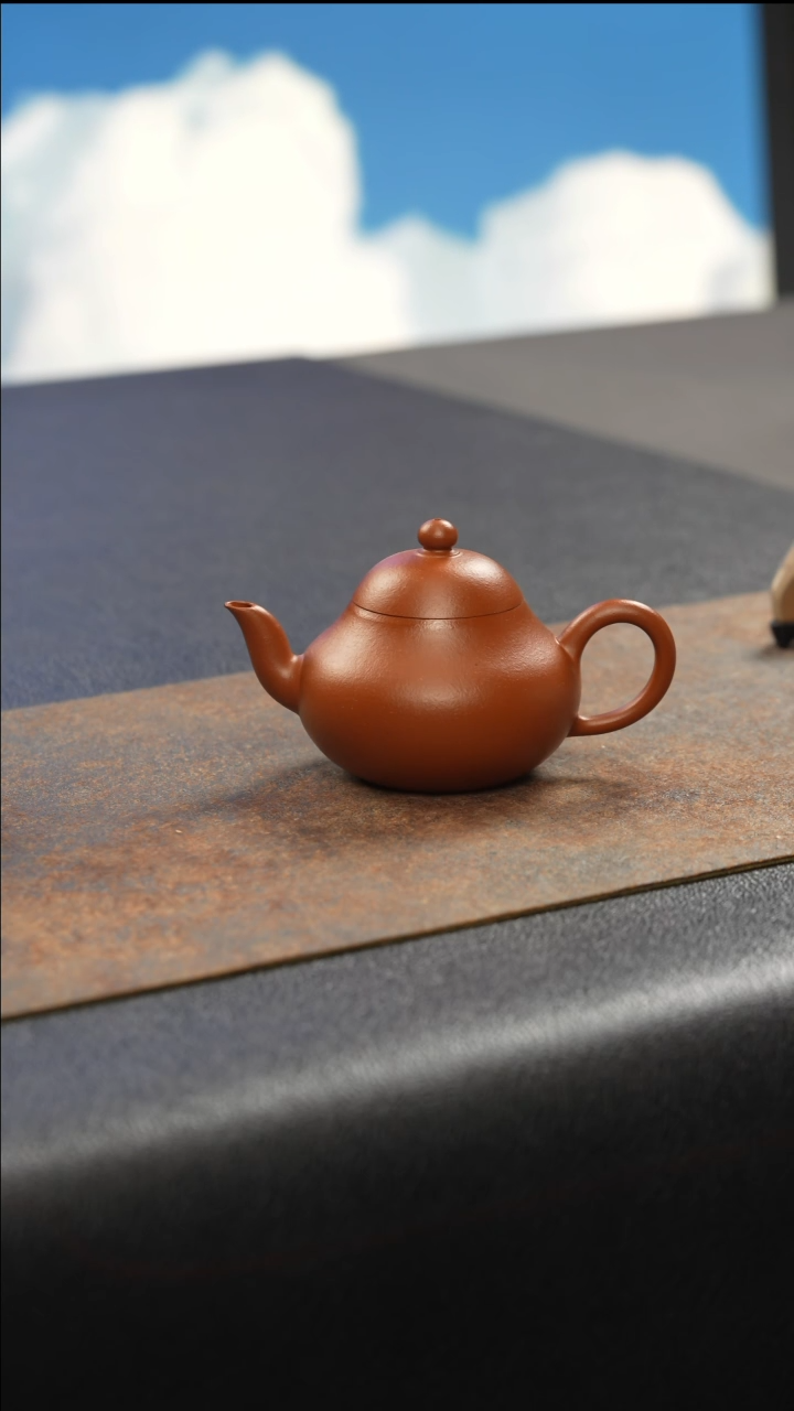 茶壶紫砂梨形 朱泥