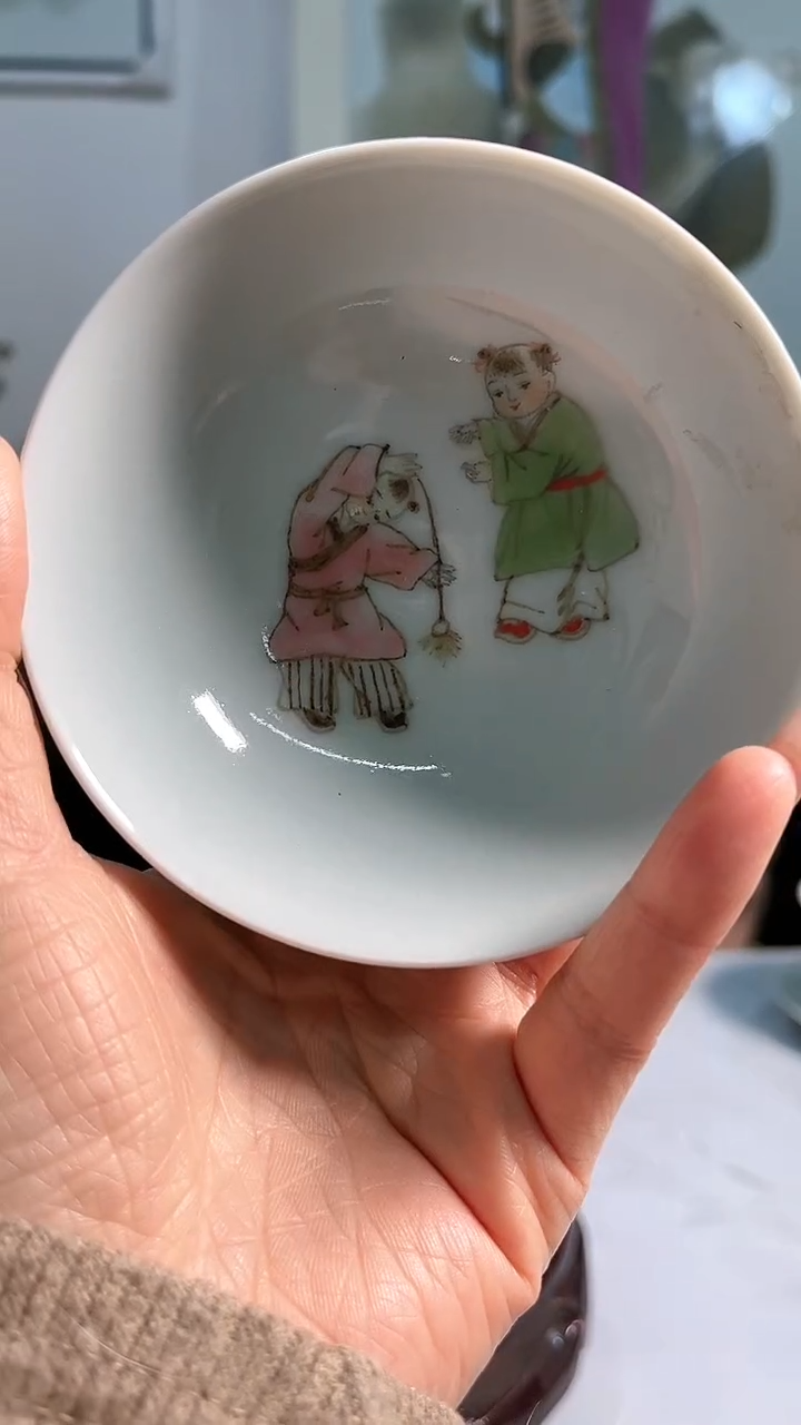 【闪购商品】官窑瓷画院003官窑瓷画院罗金枝童子普洱杯