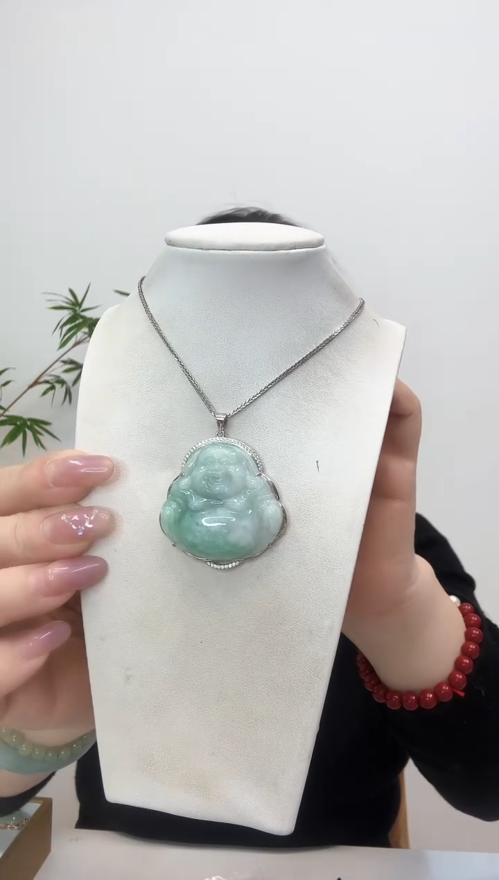 【闪购商品】翡翠吊坠(赠链)银S925镶嵌大佛