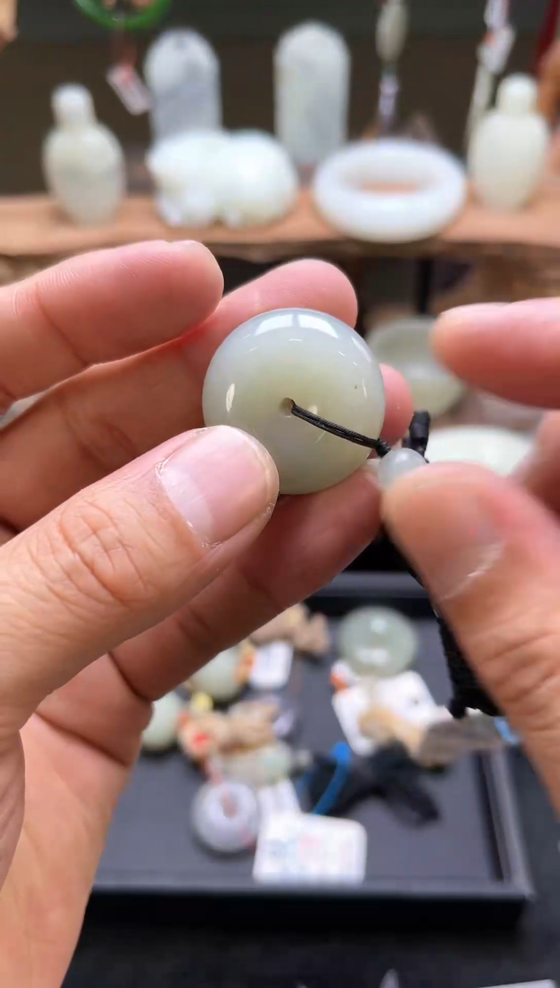 【闪购商品】和田玉吊坠未镶嵌且末青白  29平安扣9002915