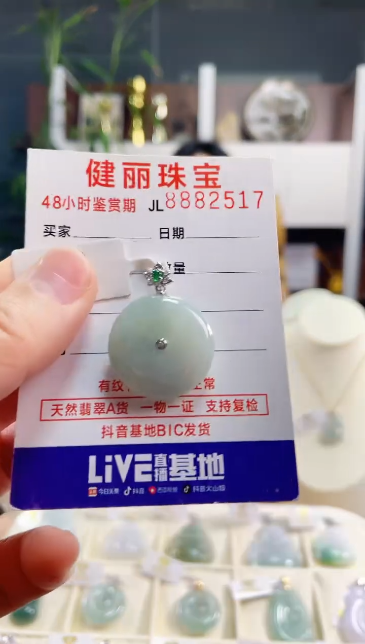 【闪购商品】翡翠颈饰银S925镶嵌天然缅甸翡翠 平安扣(一物一证)