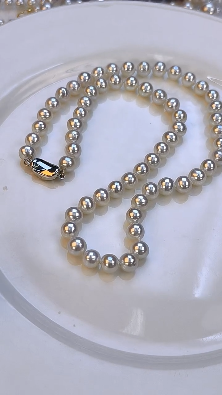 项链银S925镶嵌淡水珍珠7