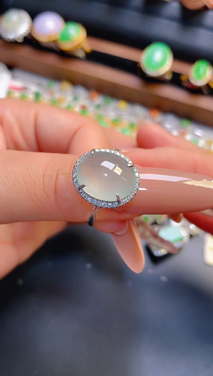 银S925镶嵌戒指翡翠?**?天然