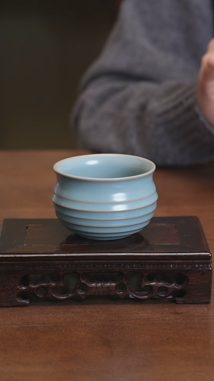 【闪购商品】Y宝丰宋官窑原产地汝瓷炫纹杯（微瑕）