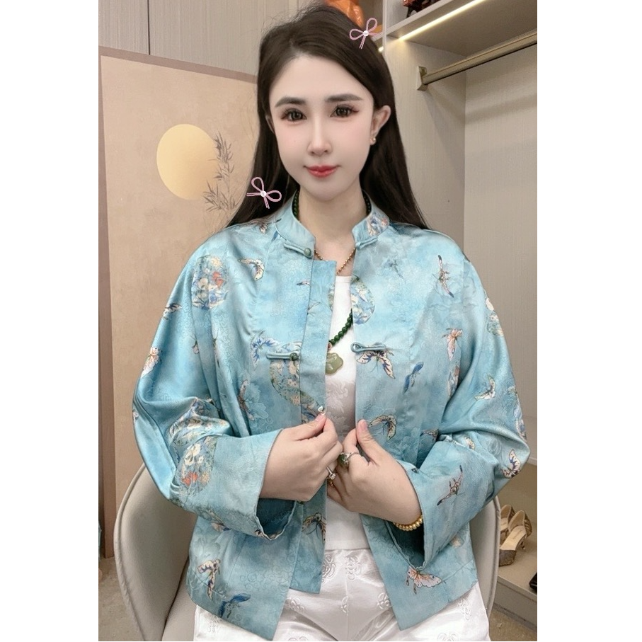 梦蝶网红刺绣新中式秋季宽松新中式风气质短外套休闲提花民族风女