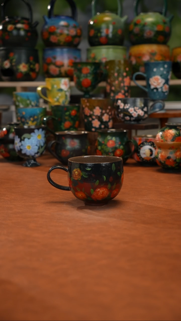 紫砂油画手绘釉下彩