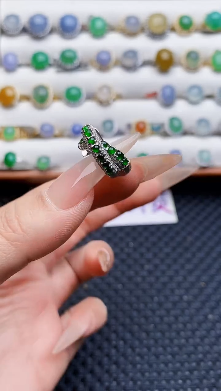 银S925镶嵌戒指翡翠2569