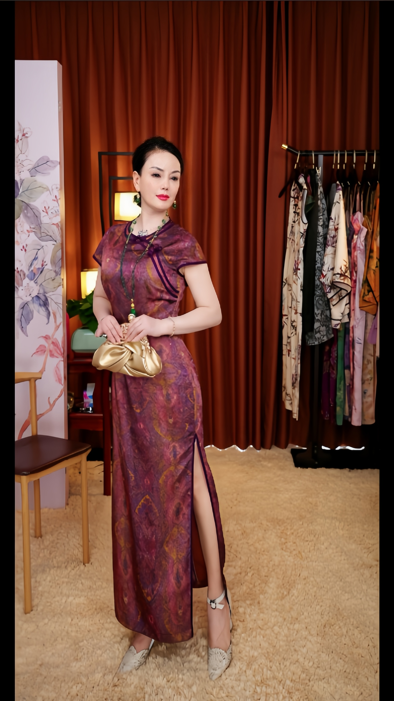 唯艳【紫默】原创花萝透气凉爽收腰夏款国风新中式改良旗袍