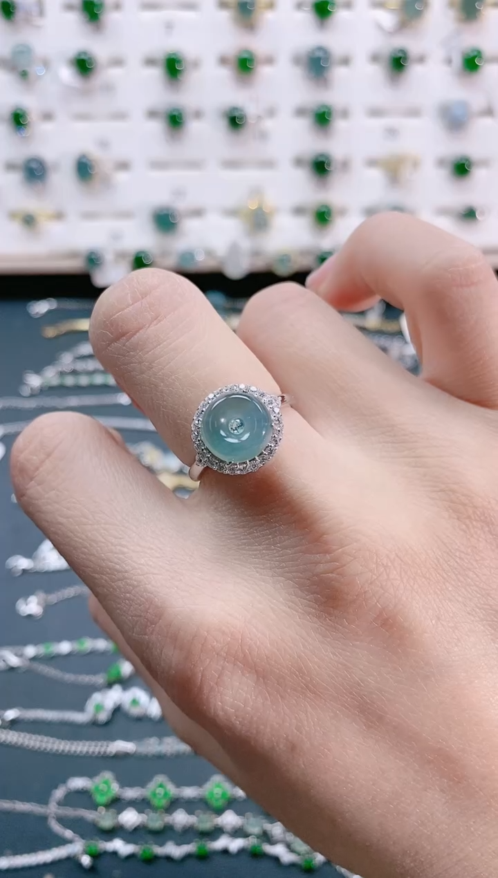 【闪购商品】翡翠戒指银S925镶嵌天然翡翠