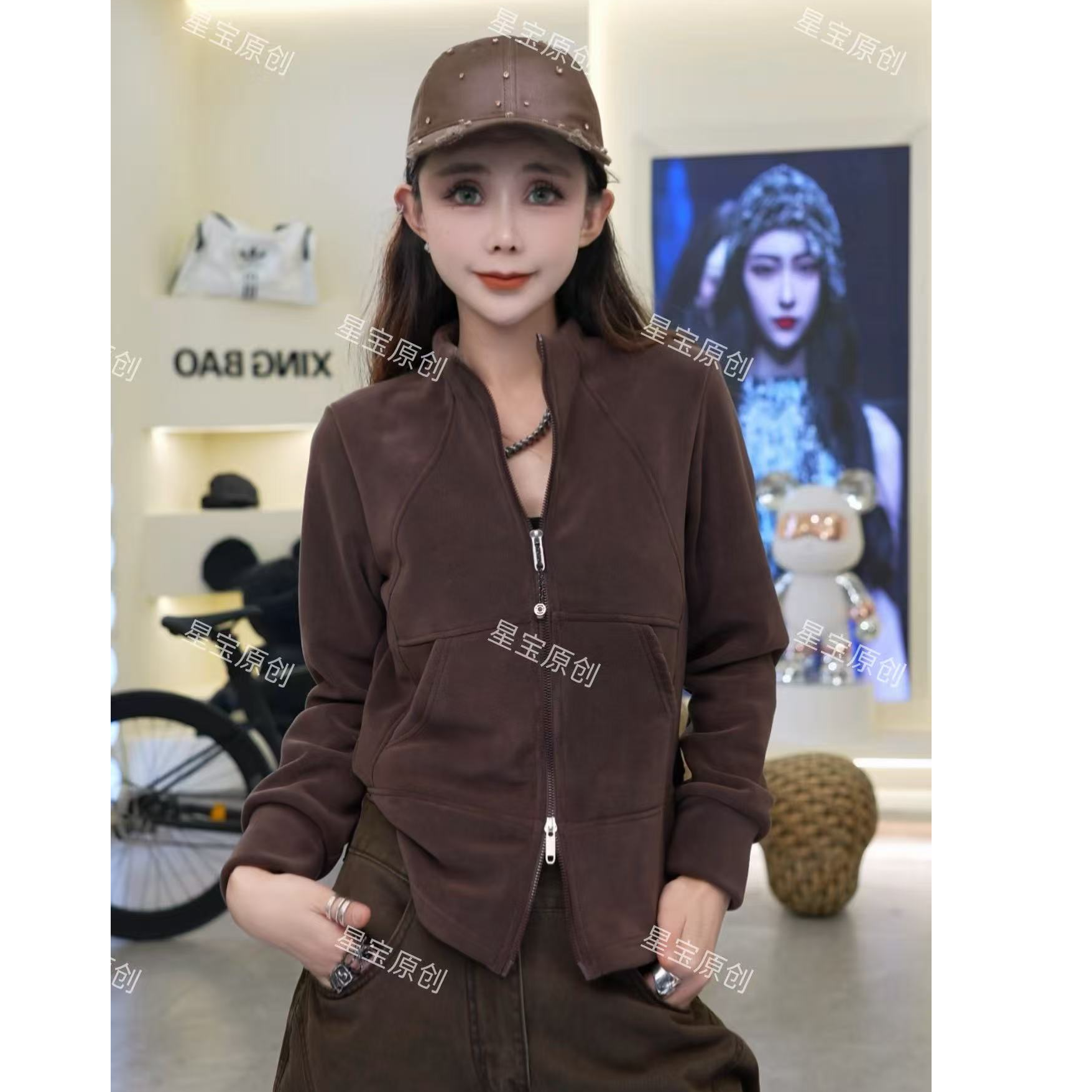 设计感时尚立领拉链卫衣外套女2025秋季新款韩系百搭休闲开衫上衣