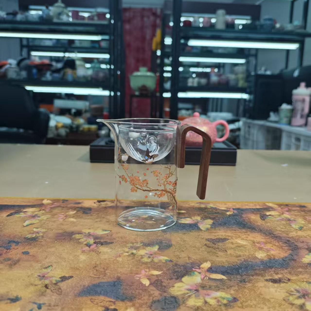 瓷韵优品 玻璃喜鹊报春逍遥直身公道杯-5553（直播专享）