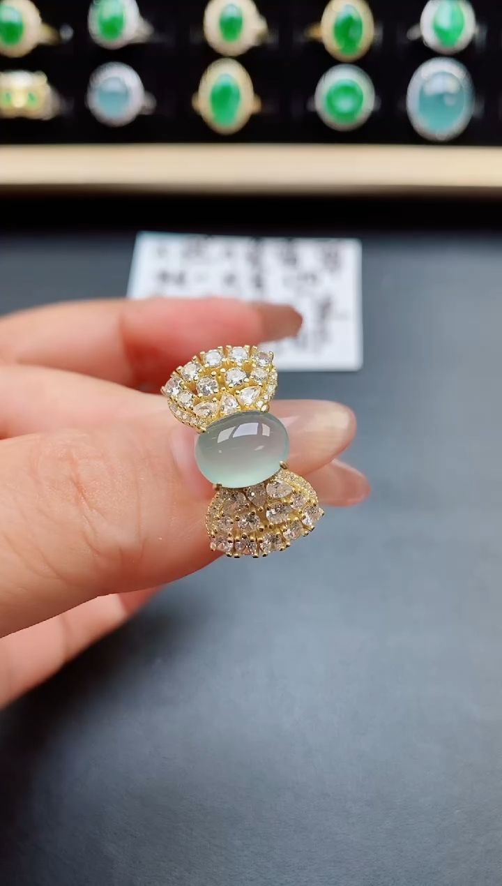 翡翠戒指银S925镶嵌321321