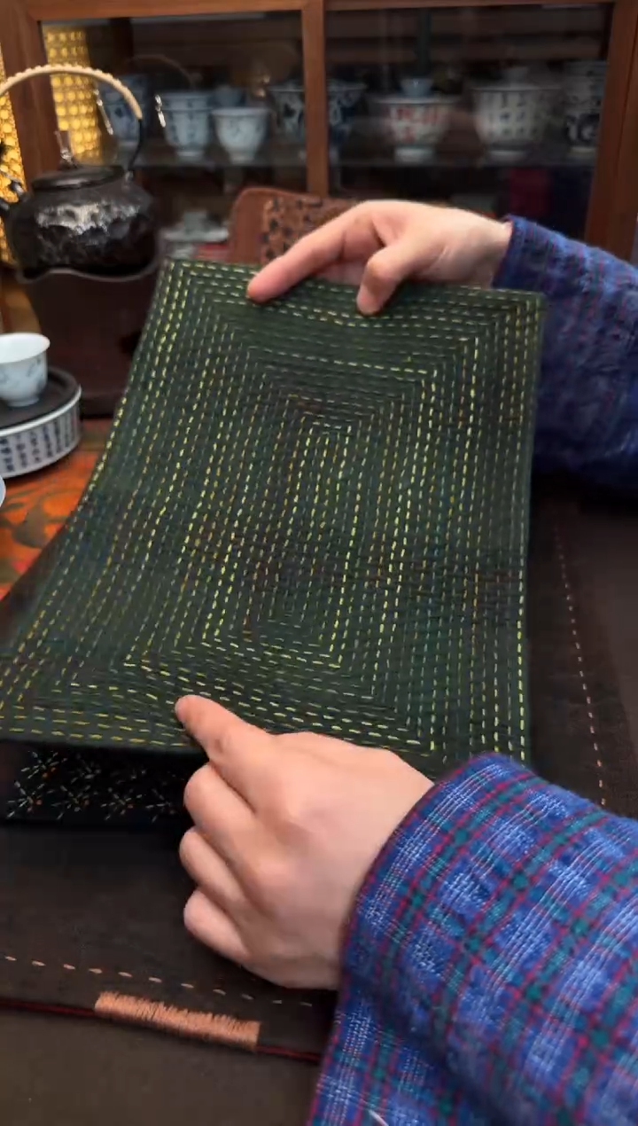 【闪购商品】织绣Cici手作刺子绣植物染柿染茶席-353