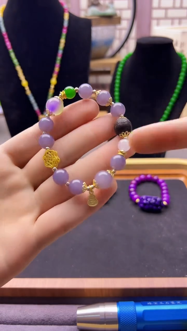 【闪购商品】和田玉手链14K金镶嵌S505     