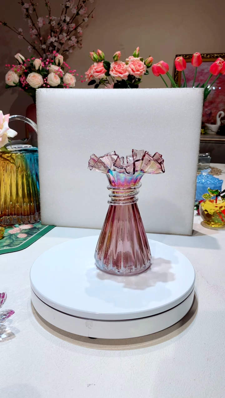 【闪购商品】琉璃手工艺品小号紫色裙摆花瓶