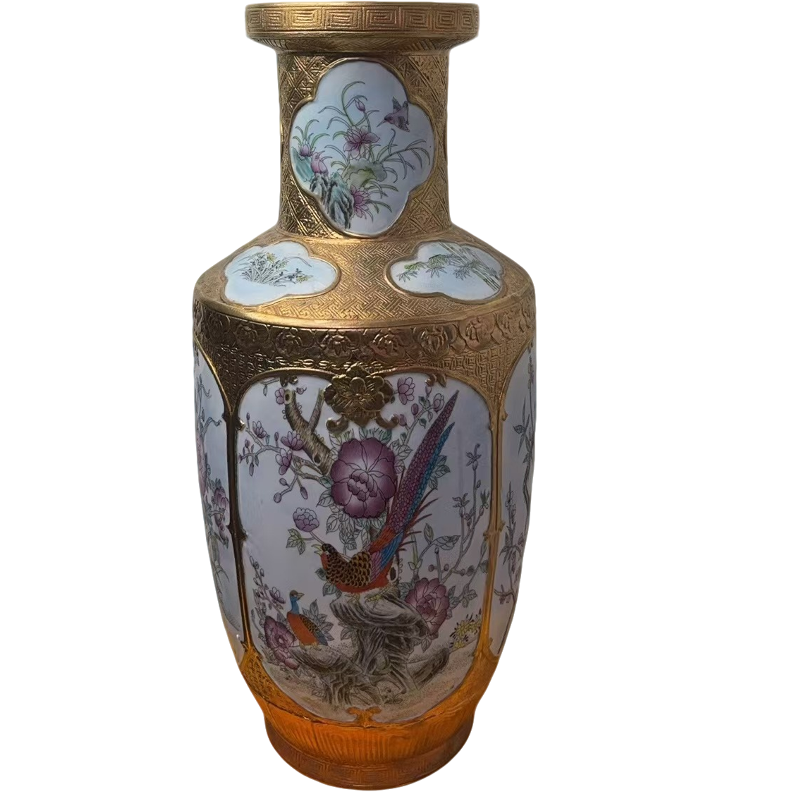 描金镶珐琅花鸟瓶
