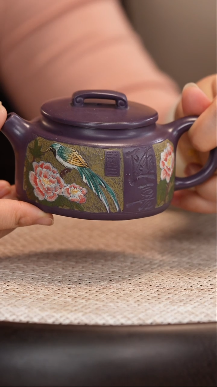 茶壶紫砂【沈建康】天青玫瑰紫 如意德韵 180cc