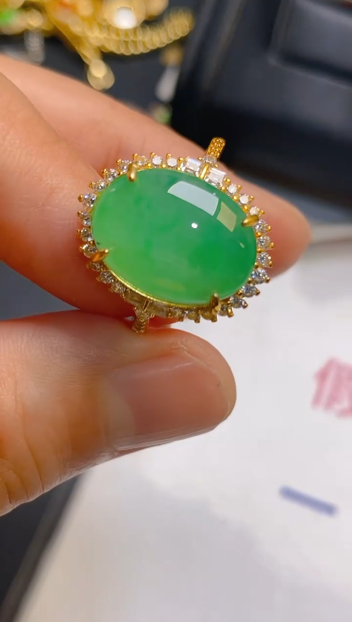 【闪购商品】翡翠耳饰银S925镶嵌天然A货翡翠1
