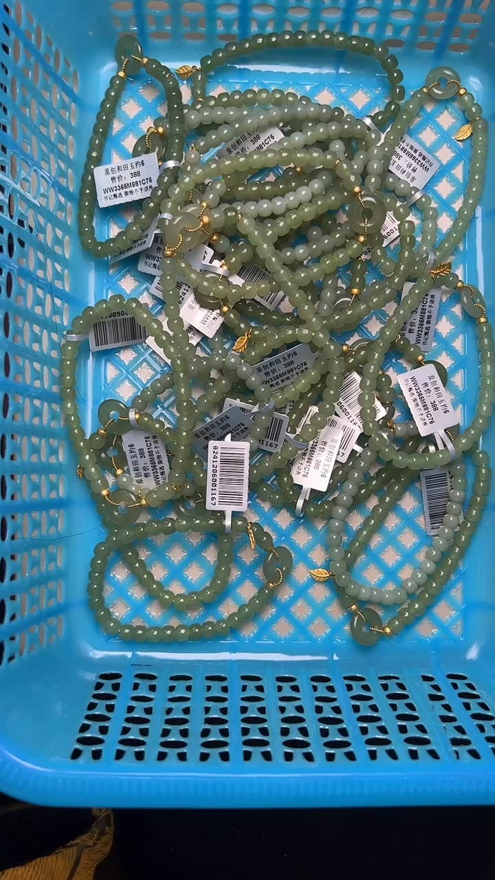 【闪购商品】和田玉手链银S925镶嵌WW3365约6mm多样性发一件