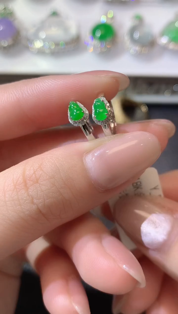 【闪购商品】翡翠耳饰18K金镶嵌A11翡翠多样性发一件