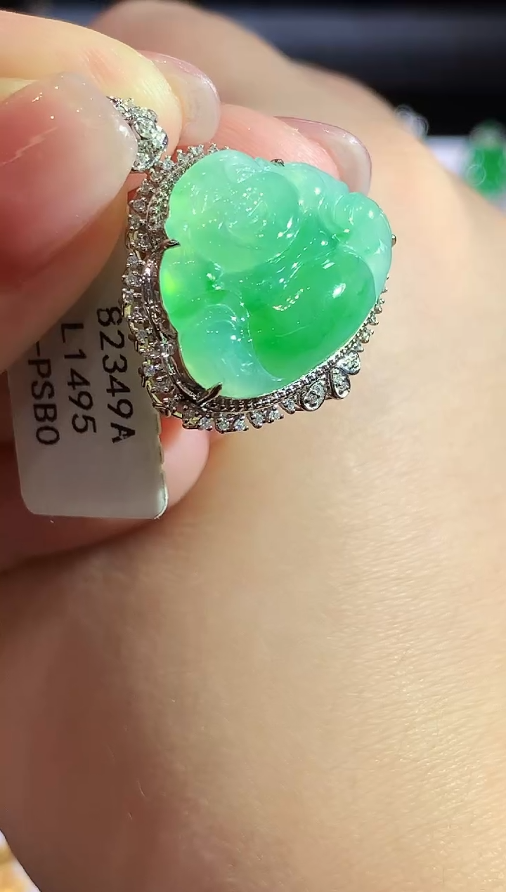 翡翠18K金镶嵌吊坠(不含链)L1495多样性发其一