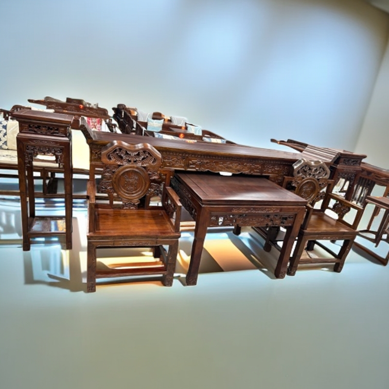 老榆木中堂六件套高端品质仿古风格