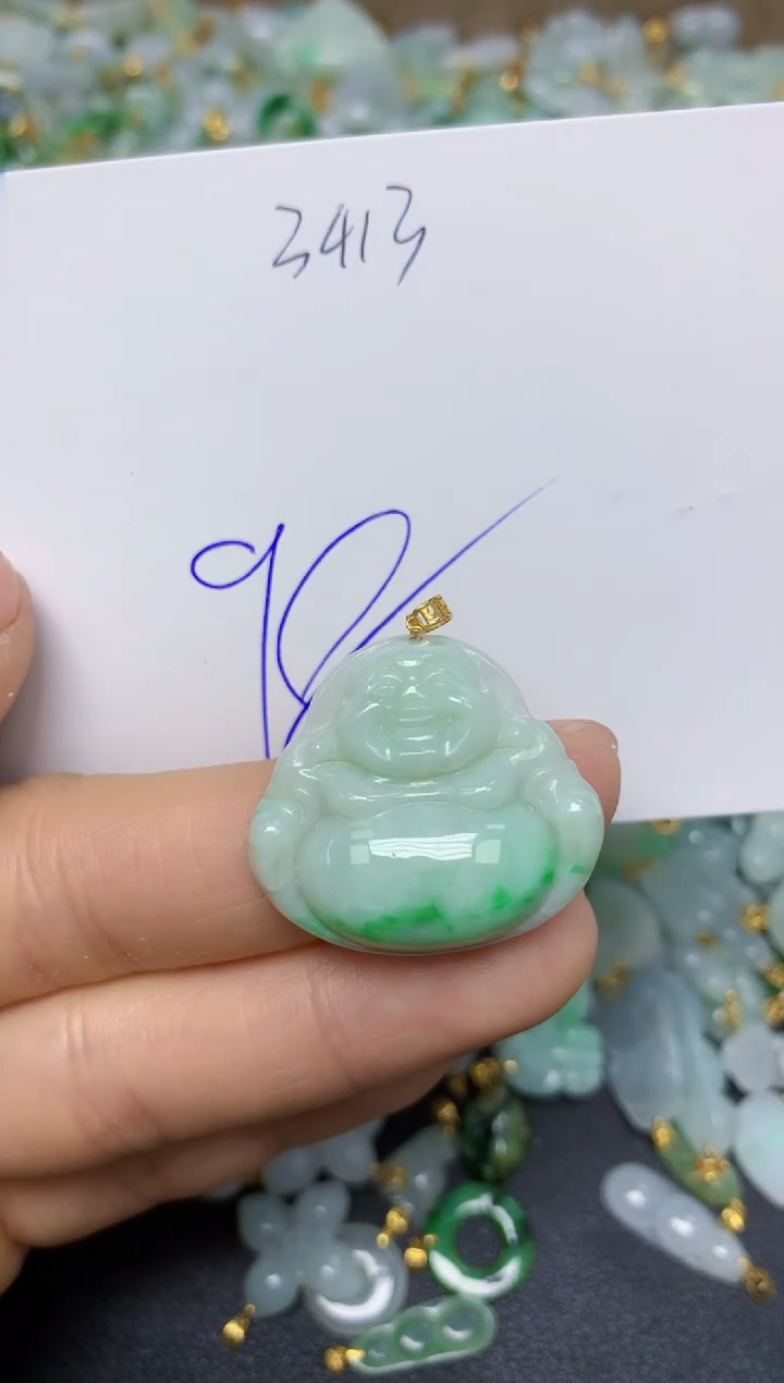 【闪购商品】翡翠挂件18K金镶嵌 天然翡翠A货